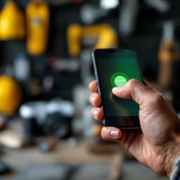 Hand tapping accept button on phone